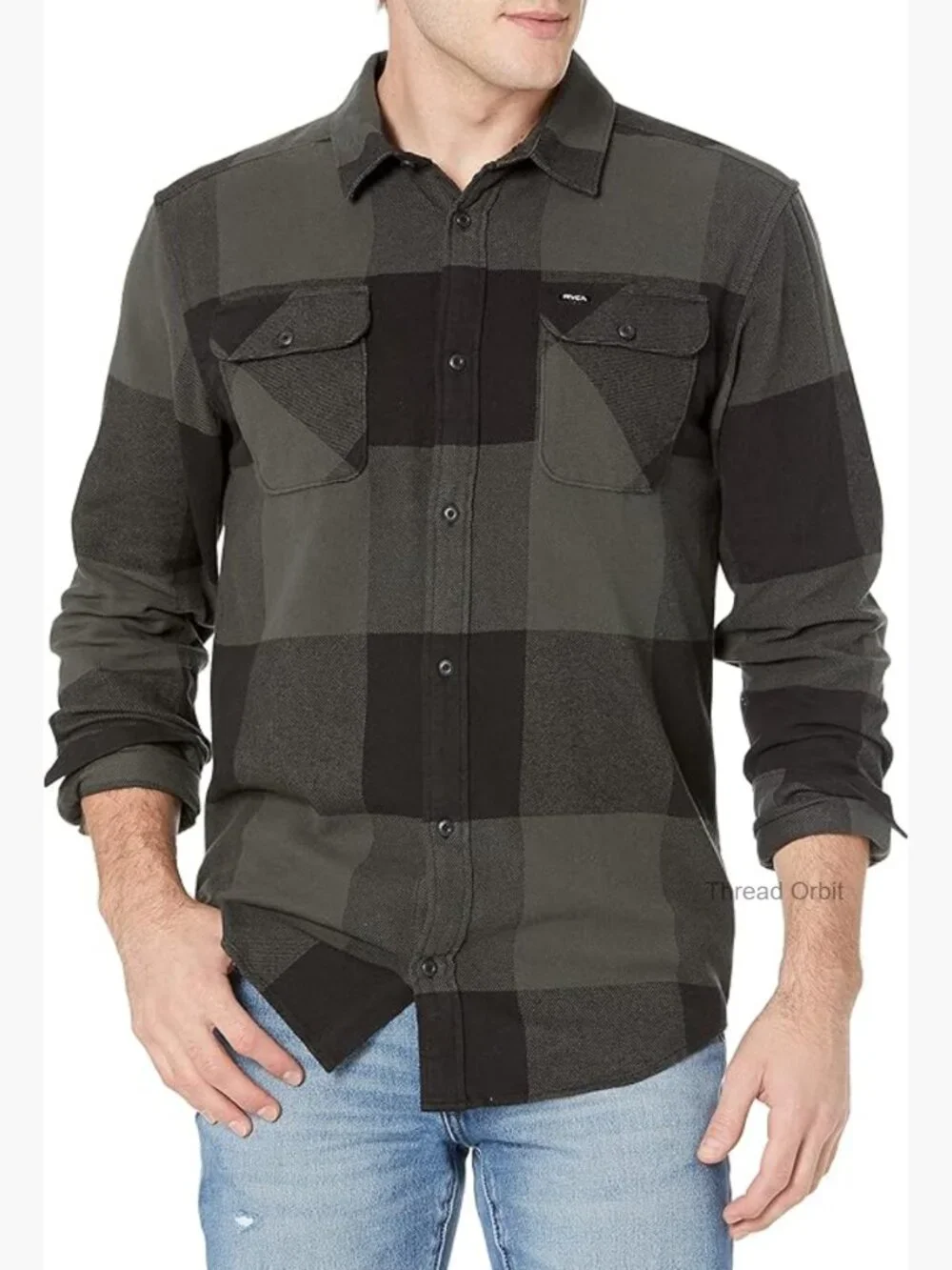 Men's Long Sleeve Button Down Flannel Shirt with Chest Pockets Regular Fit